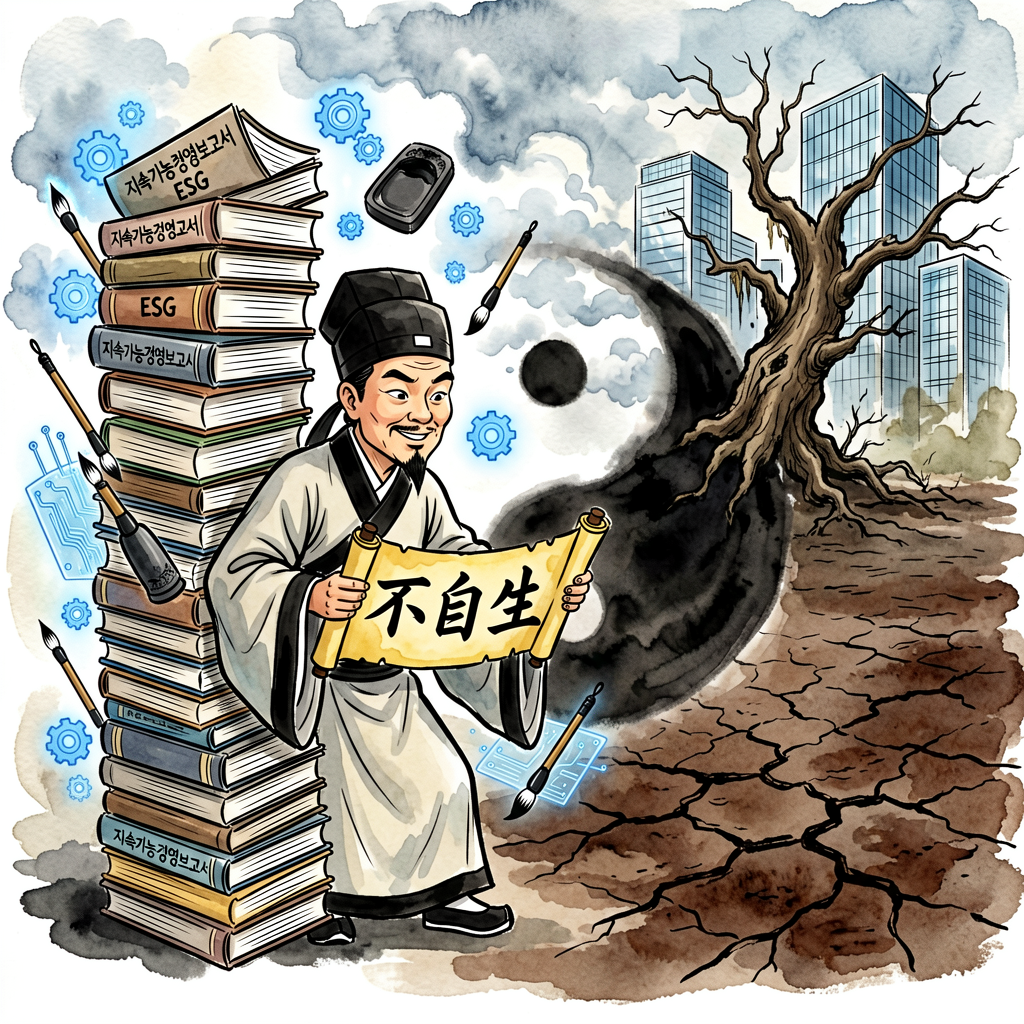 2026년 7월 1일, 기업들의 지속가능경영보고서 발간 소식을 동양철학으로 읽는다. 노자의 ‘不自生’ 지혜를 통해 ESG 경영이 단순한 유행이 아니라 오래 사는 법임을 통찰한다.