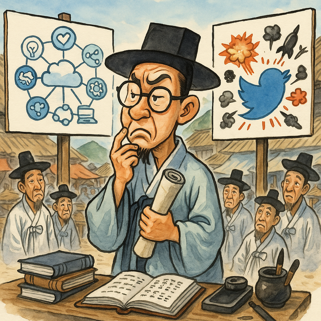 2026년 7월 25일, 이재명 대통령의 AI 선언과 트럼프 대통령의 리딩방 논란을 노자의 '무위'와 '자연' 개념으로 풀어낸다. 강한 카리스마가 능사가 아니라, 리더 없이도 저절로 굴러가는 생태계를 만드는 것이 진정한 통치